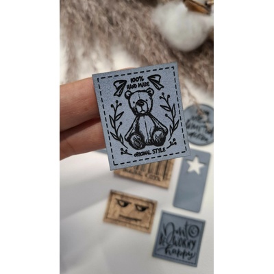 Koženkový štítok Handmade Laser koženka: Okrová patina