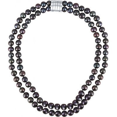 JwL Luxury Pearls Dvojitý/dvojradový náhrdelník z pravých tmavých perál JL0657