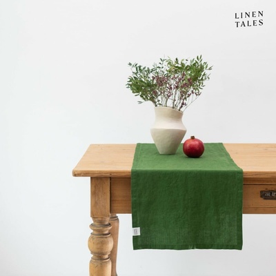 Linen Tales Ľanový behúň True Green 40x200cm