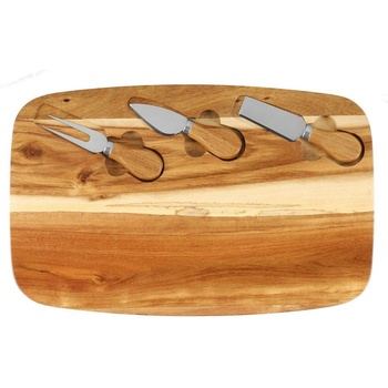 Maku Kitchen Life Сет за сирена - акациева дъска с 3 бр ножове maku