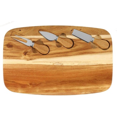 Maku Kitchen Life Сет за сирена - акациева дъска с 3 бр ножове maku