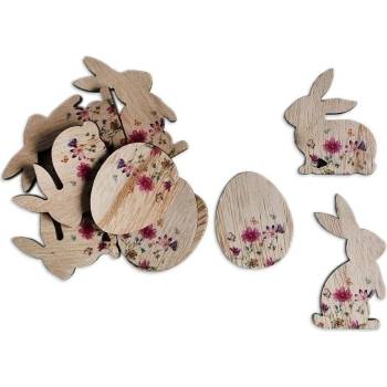 Zajíc přízdoba dřevo 12ks/4cm