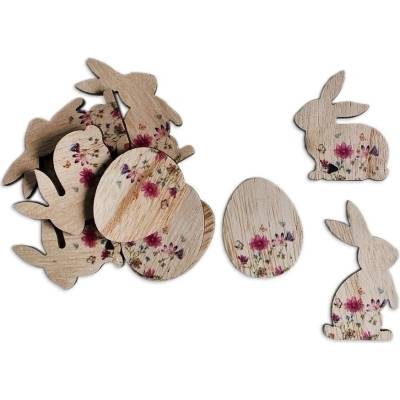 Zajíc přízdoba dřevo 12ks/4cm