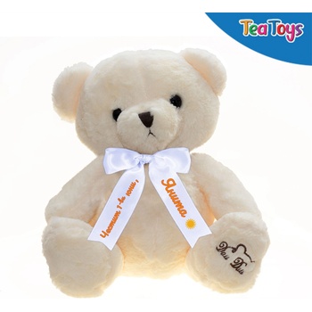 Плюшено мече с надписана панделка, бежаво, 23 см (46055-Н)