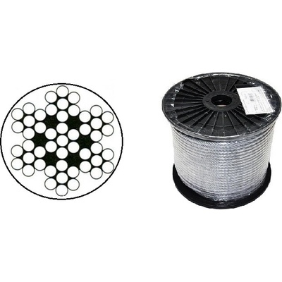 MTR Lano z nehrdzavejúcej ocele 7x7, PVC, nehrdz. oceľ A4, malá cievka, PVC číre, 6/8mm