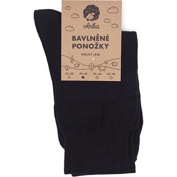 Vlnka bavlnené ponožky s voľným lemom čierne