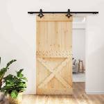 vidaXL Преплъзваща се врата 95 x 210 cm Естествено и черно (3445077)