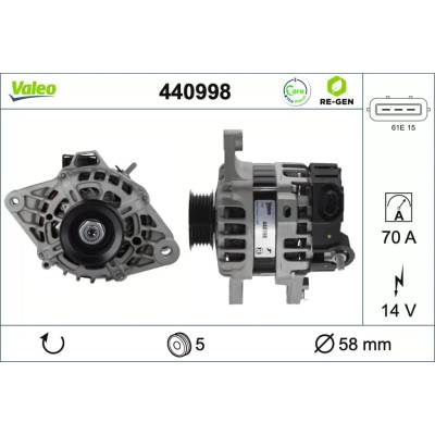 VALEO Alternátor VALEO RE-GEN REMANUFACTURED VA 440998