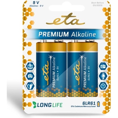 Eta Premium Alkaline 9V 6LR61 2ks ETA9VPREM2