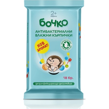 Image 1 of Бочко Антибактериални мокри кърпички Бочко - 18 броя (3800002310384)