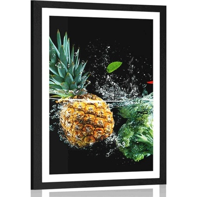 Plakát s paspartou organické ovoce a zelenina - 20x30 black