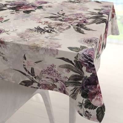 Biante Dekoračný štvorcový obrus Parma PM-112 Fialové kvety na smotanovom 140x140 cm