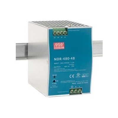 Průmyslový zdroj Mean Well NDR-480-48, 48V=/480W spínaný na DIN lištu