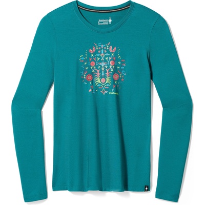 Smartwool Дамска блуза Women's Floral Tundra Graphic Long Sleev Emerald Green - S (SW017146L85)