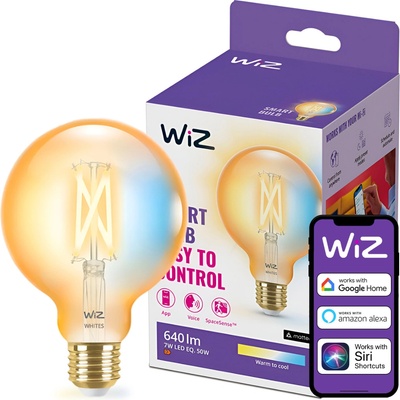 Philips WiZ WiZ 8718699786793 LED žiarovka Filament Philips E27, 6,7W, 640lm, 2000-5000K, G95, priehľadná
