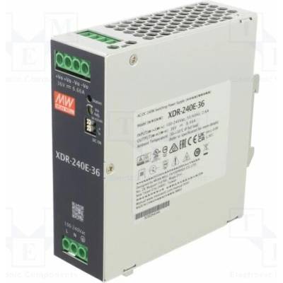 MEAN WELL XDR-240E-36 Napájecí zdroj: spínaný; na lištu DIN; 240W; 36VDC; 0÷6,66A; OUT: 1