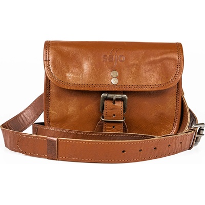 Dámská crossbody kabelka z kozí kůže AIŠA hnědá s nastavitelným popruhem zapínání na sponu