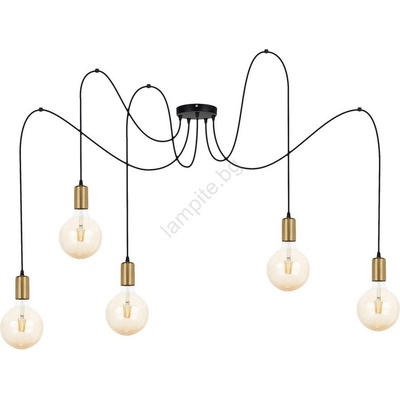 BELIS Пендел MIROS 5xE27/60W/230V паяк черен/златист (BE0762)
