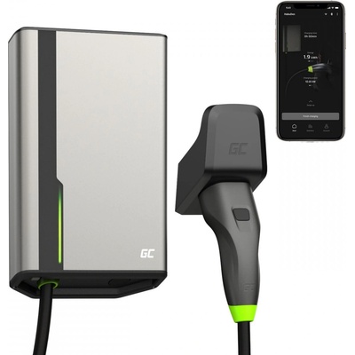 Green Cell EVGC021A2275 HabuDen Wallbox 22kW 32A 7.5m Type 2 Cable Умна зарядна станция за EV GC App Bluetooth WiFi (EVGC021A2275)