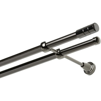 OK-GarnýžeCZ - Garnýže kovová dvouřadá 19mm Cylinder onyx 210 cm do stěny / na tunýlek - bez kroužků