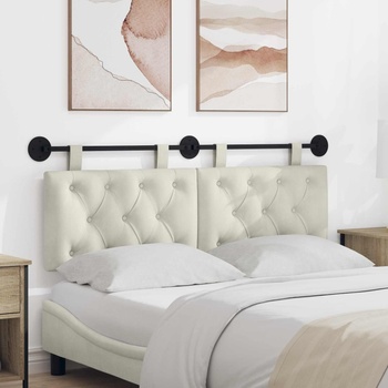 vidaXL Висяща табла Монтиране на стена Крем 150 x 55 x 7 см Кадифе (42032145)