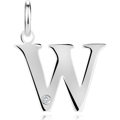 Šperky Eshop Diamantový přívěsek ze stříbra velké písmeno W kulatý briliant X23.14