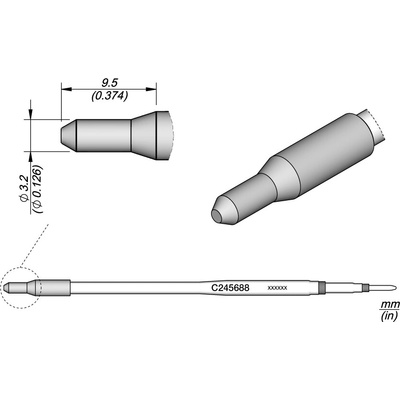 JBC C245688 – nýtovací hrot pro plasty Ø 3,2 mm