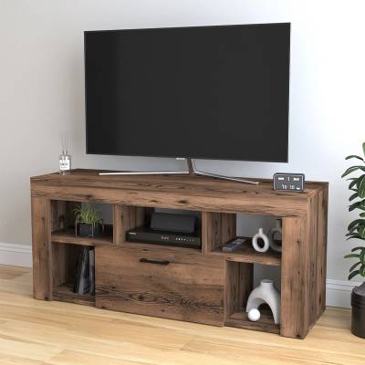 TopMebel Меламинов телевизионен шкаф Милиди в цвят димящ орех 135x42x60.7см