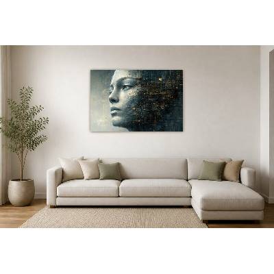 Obraz na plátně – Digitální lidská tvář v datové struktuře 135 × 90 cm