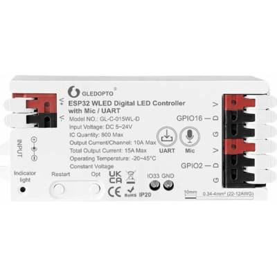 GLEDOPTO GL-C-015WL-D ESP32 WLED Digitální LED ovladač + Mic/UART