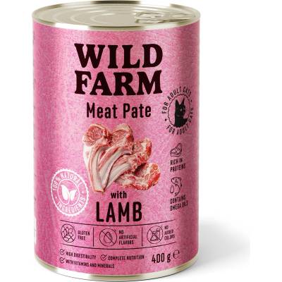WILD FARM Пастет с агнешко месо 400 г - безглутенова храна за котки