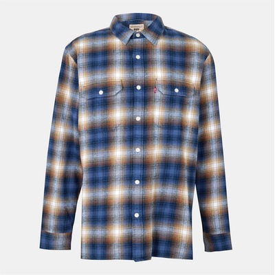 Levi's Риза с дълъг ръкав Levis Men's Jackson Worker Long Sleeve Denim Shirt - Blue/Brwn Check