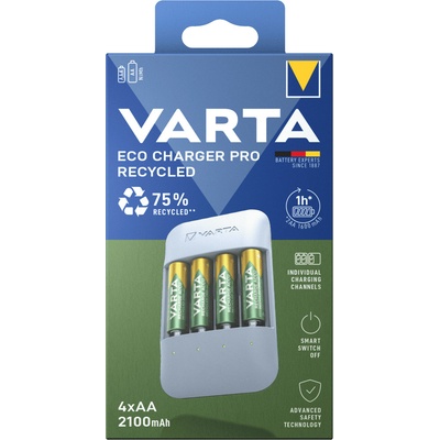 Varta Eco Charger Pro Recycled + 4x AA 2100 mAh 57683101121