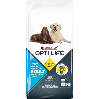 Versele-Laga 2x12, 5kg Opti Life Adult Sterilised Light Medium & Maxi - суха храна за кучета