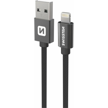 SWISSTEN Textile USB / Lightning 1, 2 m Цвят: черен