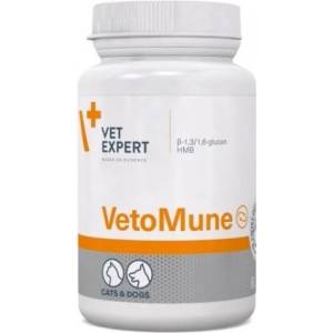 VetExpert VetoMune - хранителна добавка за кучета и котки, действа двупосочно, стимулирайки имунната система и едновременно с това засилвайки фагоцитозата, извършвана от имунните клетки, 60 капсули, Vet Expert 