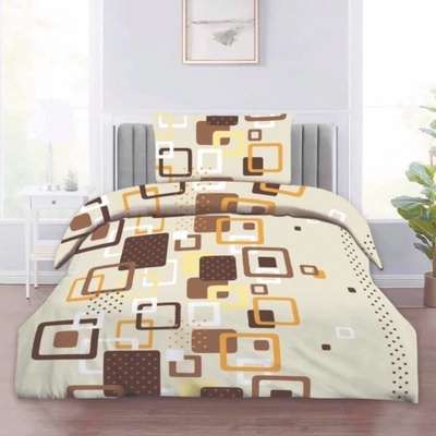 TiaHome obliečky deluxe bavlna Kocky hnedé 200x140 90x70