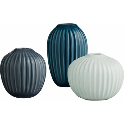 Kähler Mini váza HAMMERSHOI, sada 3 ks, zelená/modrá/indigo