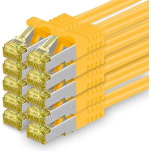 1aTTack. de Cat. 7 network cable 10m yellow pack of 10 Cat7 Ethernet cable network LAN cable raw cable 10 Gb s SFTP PIMF LSZH set patch cable with Rj 45 plug Cat. 6a - 4251073617350