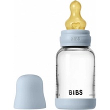Bibs antikoliková sklenená fľaša s kaučuk cumlíkom Baby Blue 120ml