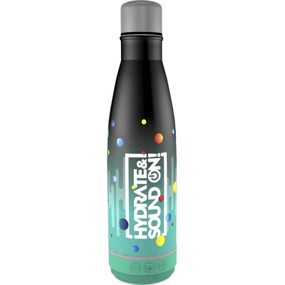 Nebulo Двустенна метална бутилка NEBULO с Bluetooth високоговорител Hydrate & SoundON 460 ml черно-тюркоазено HY-YX008-FT (HY-YX008-FT)
