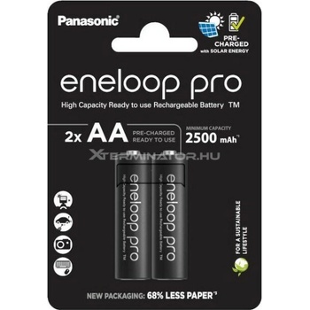 Panasonic Eneloop PRO AA 2500mAh, 2 бр. презареждаеми батерии (BK-3HCDE/2CP) (BK-3HCDE/2CP)