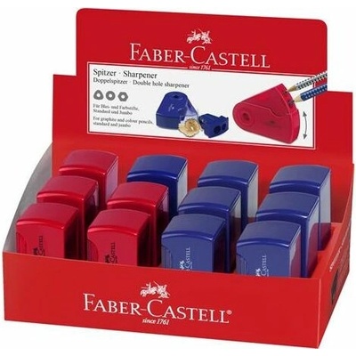 Strúhadlo, displej, dvojdierové, 2 zásobníky, FABER-CASTELL, mix farieb