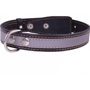 COLLAR Кожен рефлектиращ нашийник - 48 - 63см, 35мм - черен