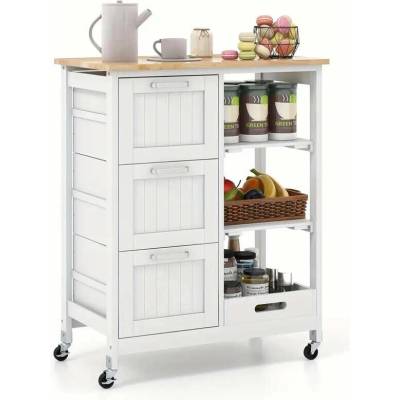 Servírovací stolek kolečka dřevo bílá/buk NoBi ALBERT