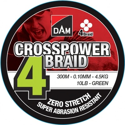 DAM šnúra Crosspower 4-Braid Green 150m 0,20mm 9,9kg