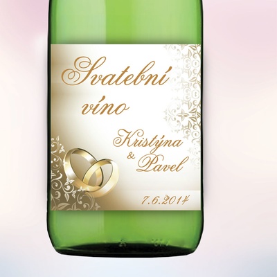 Etiketa na víno ZLATÉ PRSTENY 9 x 10 cm - zlatá (6 ks/bal) – Zboží Dáma