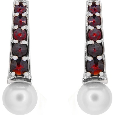 Český granát náušnice stříbrné 131081