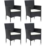 vidaXL Градински трапезни столове, 4 бр, полиратан, черни (310562)