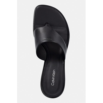 Calvin Klein джапанки дамски от кожа BLOCK HEEL SNDL THONG LTH (HW0HW03017)